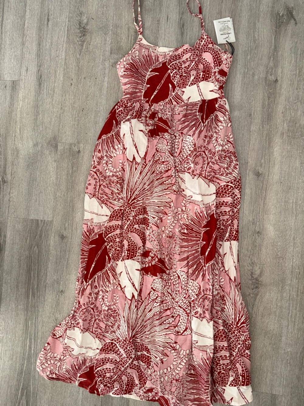 Women’s Pink Red Floral Maxi Dress with Spaghetti Straps